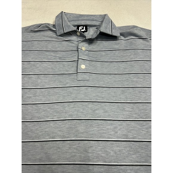 Footjoy Gray Striped Soft Touch Short Sleeve Golf Polo Shirt Men's Size Medium - Picture 2 of 7